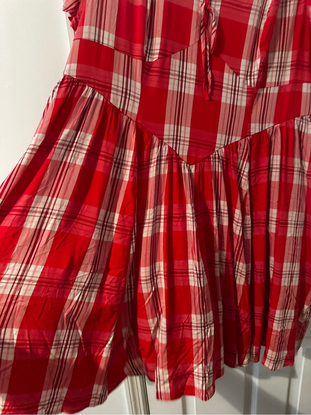 Torrid retro chic Red Plaid V-Neck Women’s Dress with petticoat size 22 NWOT - Picture 5 of 7